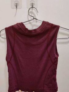 Burgundy 'RESTART' Sleeveless Top