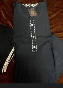 Elegant Black Embroidered Kurta Set