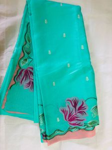 Elegant Aqua Floral Saree