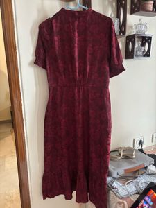 Burgundy Floral Midi Dress