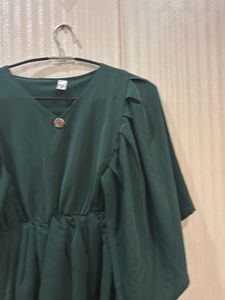 Kaftaan Green Flutter Sleeve Top