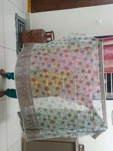 Floral Print Organza Saree