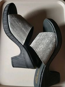 New Silver And Black Heels,Size - 39
