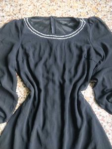 Black Mini Dress with Beaded Detail