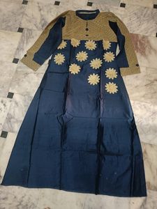 Navy &amp; Gold Embroidered Dress