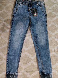 Blue Denim Joggers Size -30