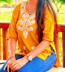 Yellow Embroidered Kurta