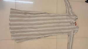 Striped Fusion Light Grey Kurti Silver Lines
