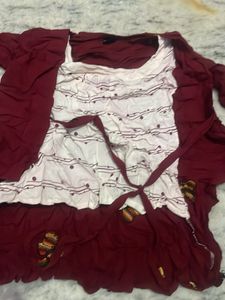 Unique Burgundy &amp; White Dress
