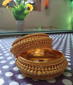 Gold Plated Bangles Pack Of 2