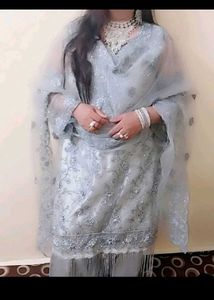 Elegant Embroidered Net Kurti