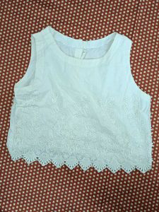 White Lace Trim Tank Top