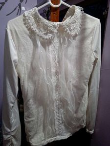 Elegant White Pearl Lace Top💗