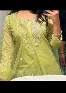 New Elegant Green Kurta Set with Sequin Work