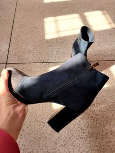 Blue Suede Ankle Boots
