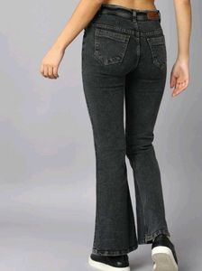 Women Flared High Rise Black Jeans