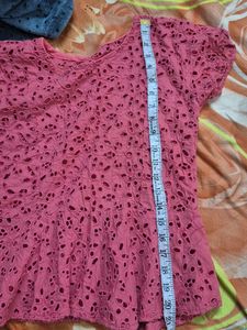 Pink Eyelet Peplum Top