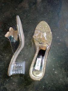 Sparkly Gold Fashion Slides