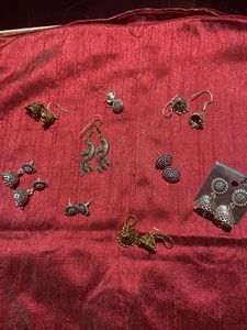 Oxidized Silver Boho Earrings Bundle