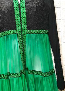 Elegant Green &amp; Black Ethnic Gown