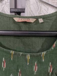 Melange Green Ikat Kurti – Side Slit Pattern | Siz