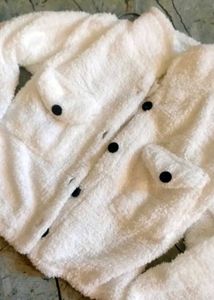 Cream Teddy Cropped Jacket