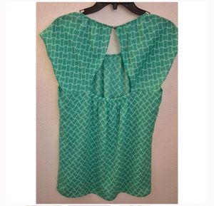 Banana Green Irregular Check Flutter Sleeve Top