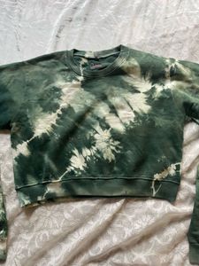 Green Tie Dye Cropped Sweatshirt