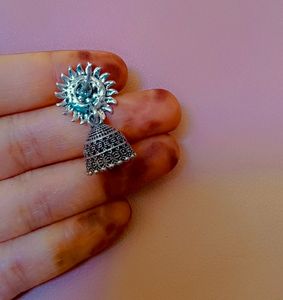 Silver Plated and Party Wear Red Earring.