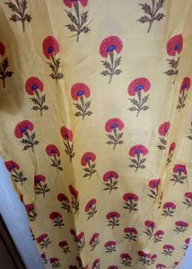 Yellow Floral Print Tunic With Matching Churidar