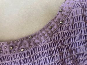 Lavender Top With Beaded Details On Neckline