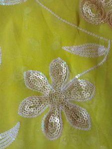 Yellow Floral Sequin Scarf