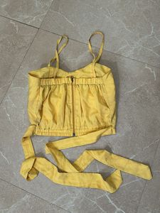 Yellow Tie-Up Crop Top