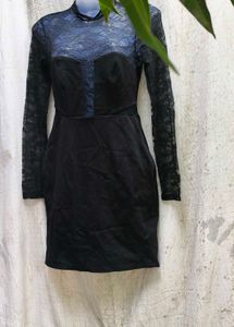 3738. Black Lace Mini Dress