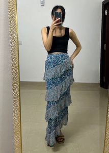 By Anthropologie Ruffle Flounce Maxi Skirt