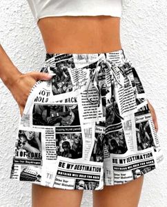 Newspaper Print Shorts