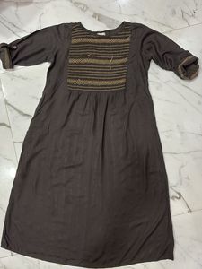 Brown Embroidered Kurta