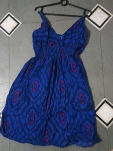 Blue Patterned Mini Dress