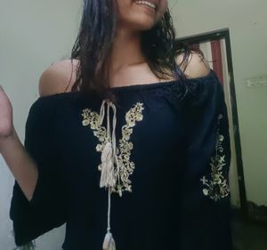 Black Golden Embroidery Top