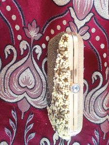 &#34;Hand Embroider Golden Clutch&#34; ( Free lipstick) 😘