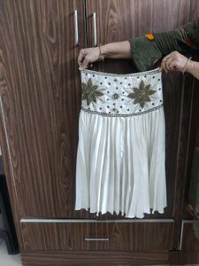 Ivory Pleated Mini Skirt