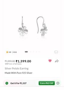 925 Sterling Silver Clover Earrings Without Box