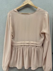 Elegant Beige V-Neck Blouse