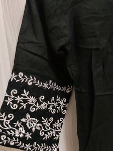 Embroidered Black Short Kurti