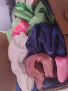 Scrunchies Combo Of 12 Pcs And A Large One