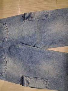 Light Wash blue denim Cargo baggy Jeans