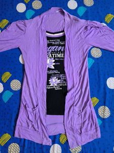 Purple Open Front Cardigan