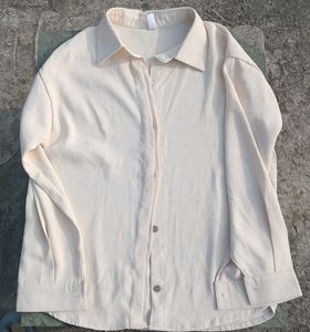 Casual Cream Button-Down Shirt