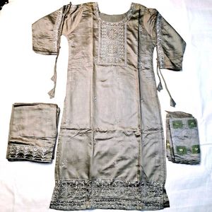 Embroidery Work Designer Kurta Pant And Dupatta