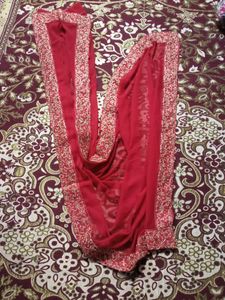 Cherry Red Gown And Dupatta